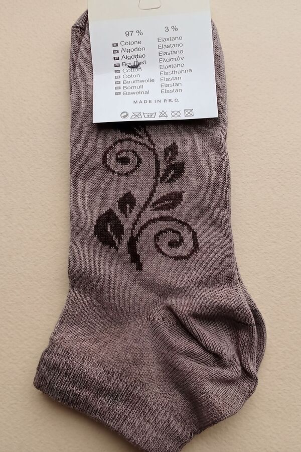 Brown socks with a plant motif 23-25